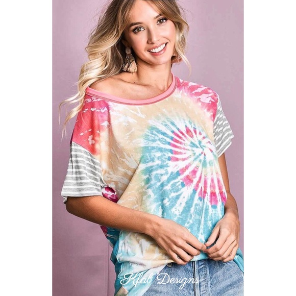 ❤️LAST 1! Circular Tie Dye Contrast Detail Top! - Picture 11 of 11